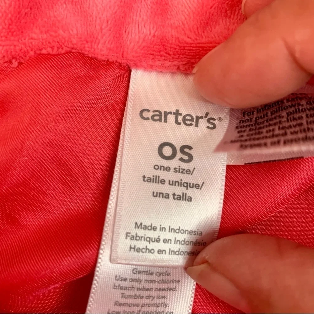 Carters Salmon Pink Fox Rattle Security Blanket Plush
